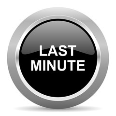 last minute black metallic chrome web circle glossy icon