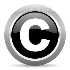 copyright black metallic chrome web circle glossy icon