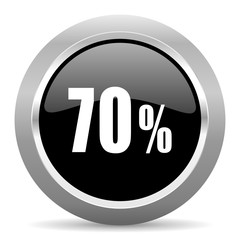 70 percent black metallic chrome web circle glossy icon