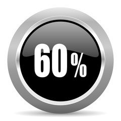 60 percent black metallic chrome web circle glossy icon