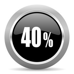 40 percent black metallic chrome web circle glossy icon