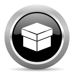 box black metallic chrome web circle glossy icon