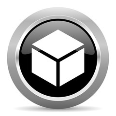 box black metallic chrome web circle glossy icon