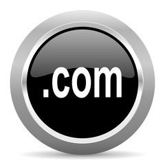 com black metallic chrome web circle glossy icon