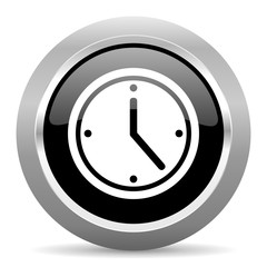 time black metallic chrome web circle glossy icon