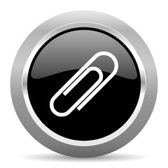 paperclip black metallic chrome web circle glossy icon