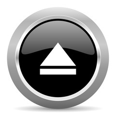 eject black metallic chrome web circle glossy icon