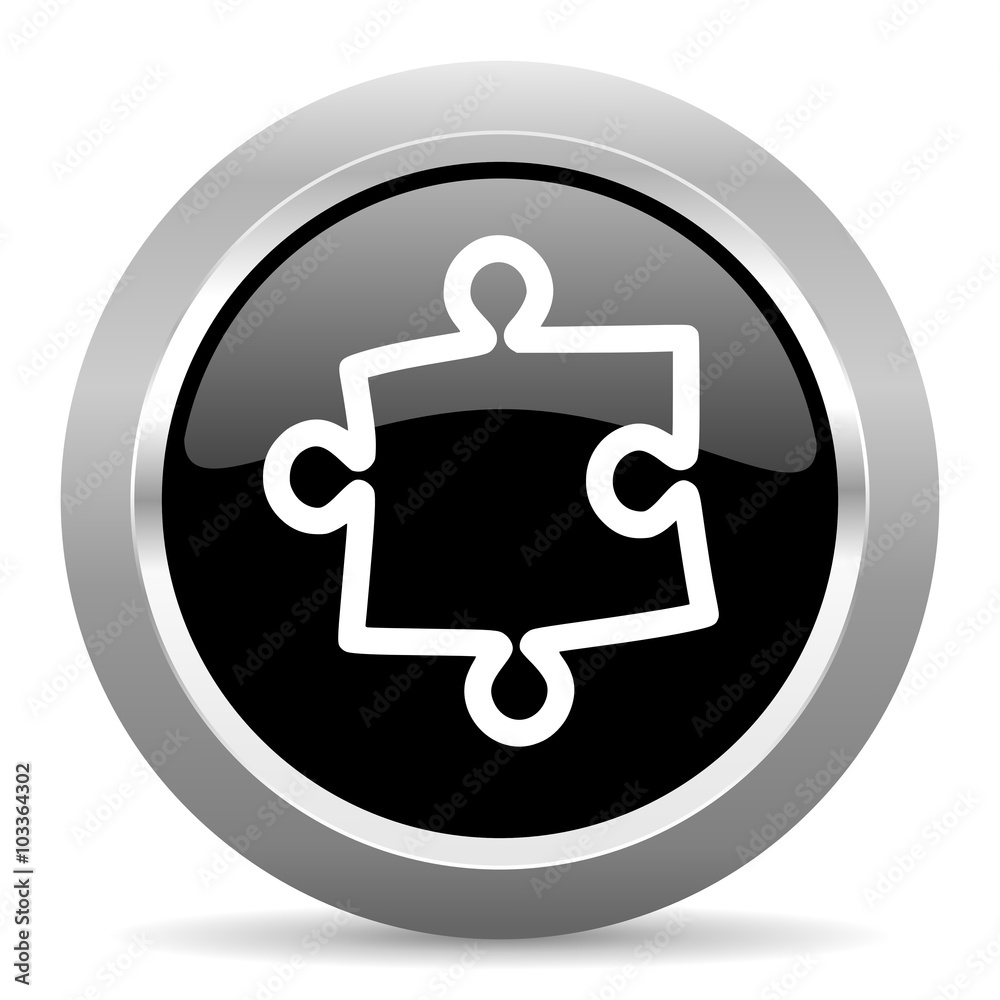Poster puzzle black metallic chrome web circle glossy icon