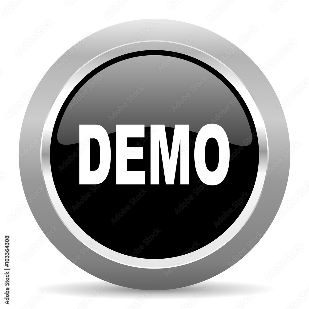 Poster demo black metallic chrome web circle glossy icon