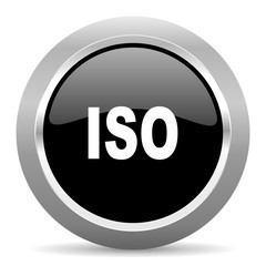 iso black metallic chrome web circle glossy icon