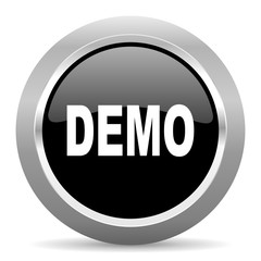 demo black metallic chrome web circle glossy icon
