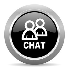 chat black metallic chrome web circle glossy icon