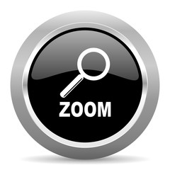 zoom black metallic chrome web circle glossy icon