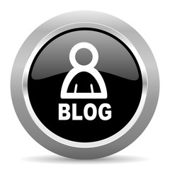 blog black metallic chrome web circle glossy icon