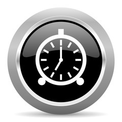 alarm black metallic chrome web circle glossy icon