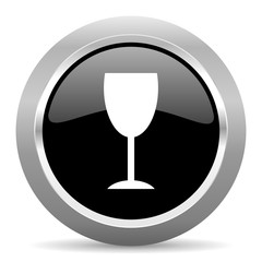 alcohol  black metallic chrome web circle glossy icon
