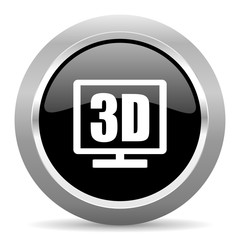 3d display black metallic chrome web circle glossy icon
