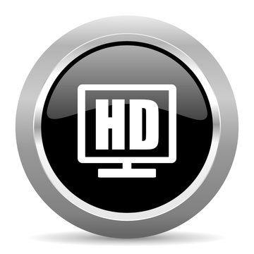 hd display black metallic chrome web circle glossy icon