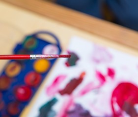 Close up of children's painting tools
