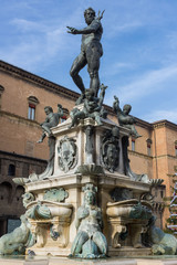 Fototapeta na wymiar Fountain of Neptune, symbol of Bologna
