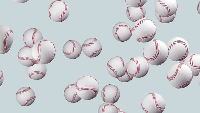 Flying baseballs. Looping. Alpha channel is included.