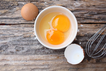 Eggs in a bowl with whisk
