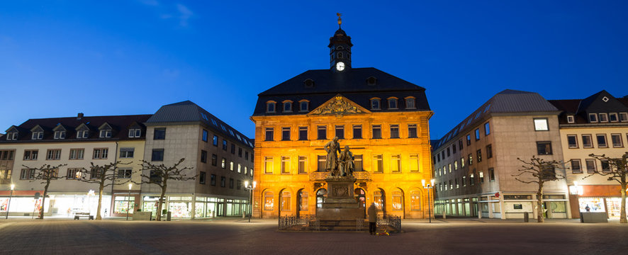 hanau germany townhall in the evening