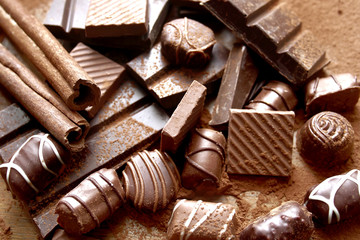 Pile of assorted chocolate bars