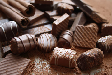 Pile of assorted chocolate bars