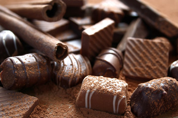 Pile of assorted chocolate bars