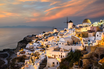 Sunset in Oia, Santorini, Greece