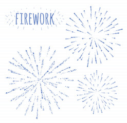 set of sketch festive firework bursting in various sparkling shapes abstract vector isolated illustration