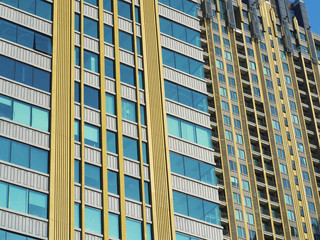close up modern condominium in sunlight