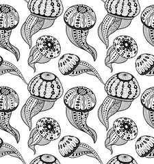 Jellyfishes seamless pattern