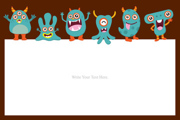 Cute Monster Invitation Birthday Card