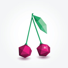 Polygon cherry, vector illustration.