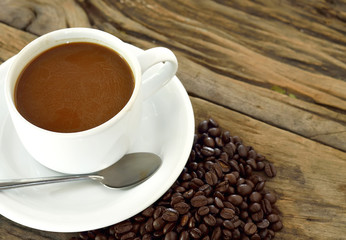 coffee cup and coffee beans