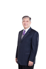 pose and gesture of old Asian businessman in suit