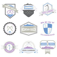 Set of mountain and climbing logos