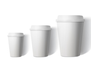 Vector Coffee Cup Set Isolated on White Background. Photorealist