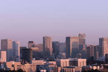 Obraz premium 東京都市風景 赤坂 虎ノ門 溜池 夕日