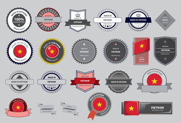 Made in Vietnam Seal, Vietnamese Flag (Vector Art)