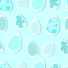 Easter eggs seamless background. Pale blue pattern