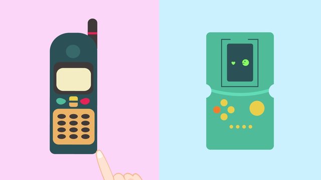 Flat animation of old retro multimedia telecommunication technology such as video game, radio with loudspeaker amplifier, mobile phone, and CRT television tv screen for presentation title in 4k hd