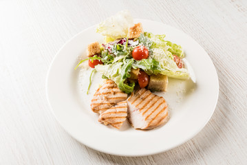 chicken steak with salad