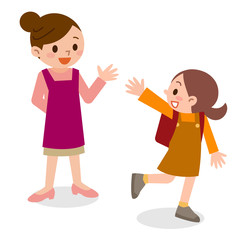 笑顔で登校する子供