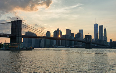 Fototapeta na wymiar Sunset Over Manhattan Skyline, New York, USA