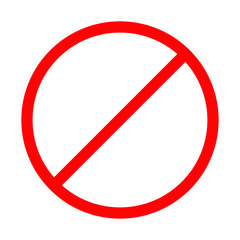 Prohibition no symbol Red round stop warning sign Template Isolated. Flat design