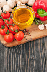 Vegetables mix with mushrooms, spices and fragrant not refined o