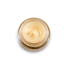 jar with a female face cream